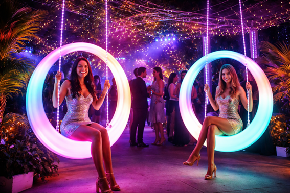 Balanço de LED: experiência interativa e impacto visual para eventos