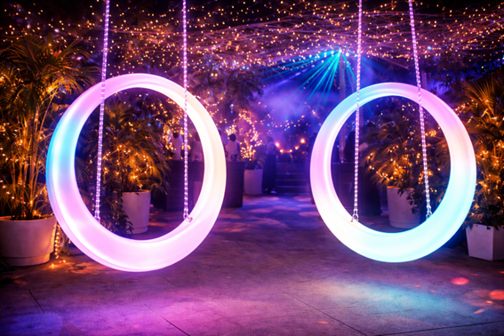 Locação de balanço de LED: como escolher, vantagens e cuidados para seu evento