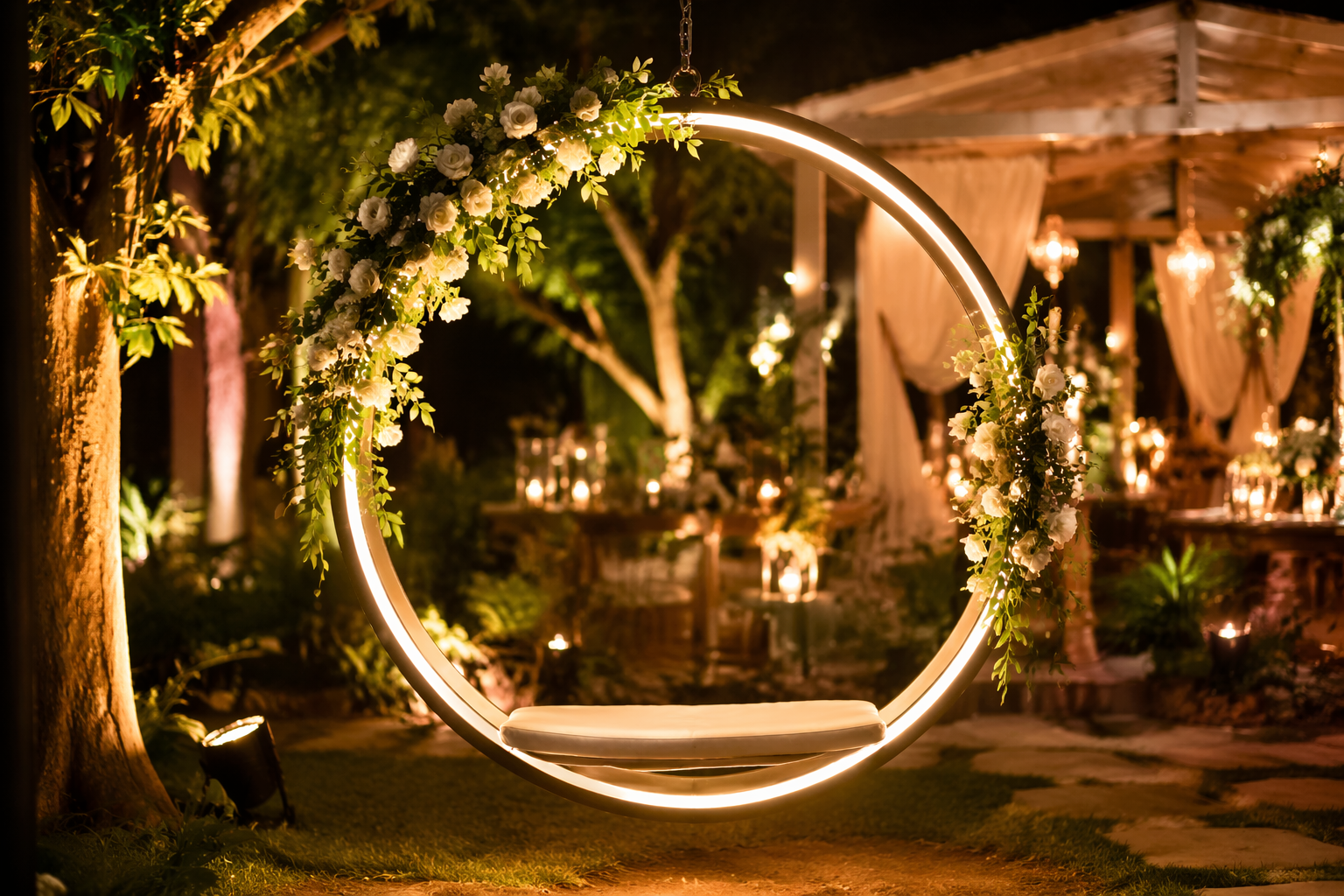 Alugar balanço de LED para casamento: como criar um cenário inesquecível