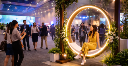 Locação de balanço de LED para evento que encanta, gera engajamento e atrai público com experiências únicas e fotos incríveis.