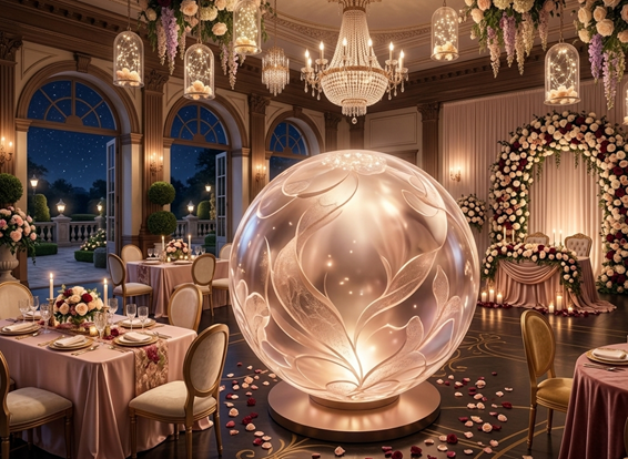 Locação Esfera de Led para eventos incríveis, modernos e impactantes. Surpreenda seus convidados com iluminação diferenciada!